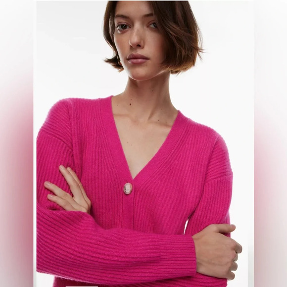 Aritzia Babaton Luxe Cashmere Canberra Cardigan in Granita Pink Size Small - Picture 4 of 14